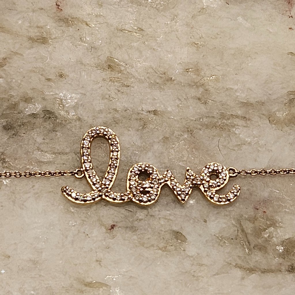 Rare Designer Sydney Evan Love Pave Set Diamond 14k Yellow Gold Pendant Bracelet